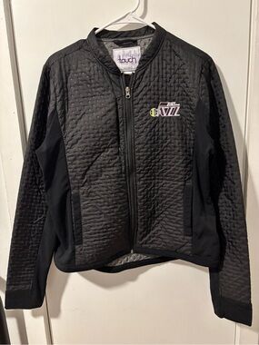 Touch by Alyssa Milano Black Quilted Jacket with Purple Logo
